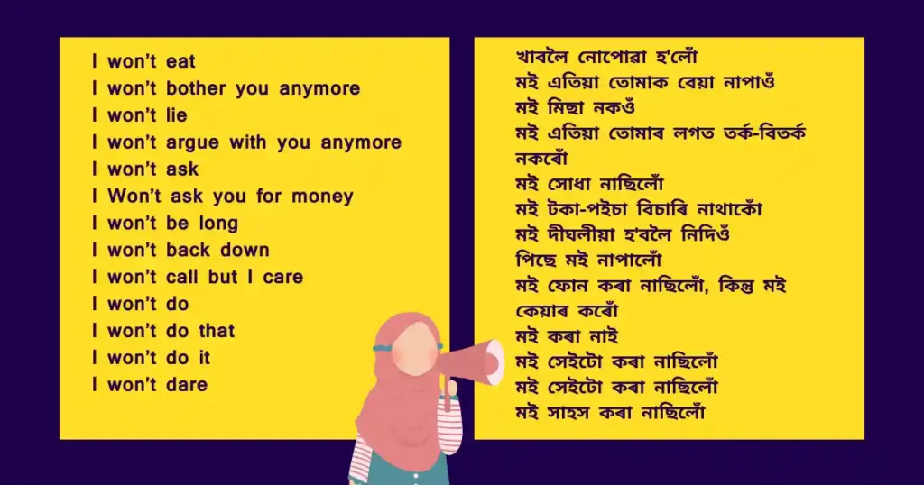Visual aid for learning English phrases in Assamese